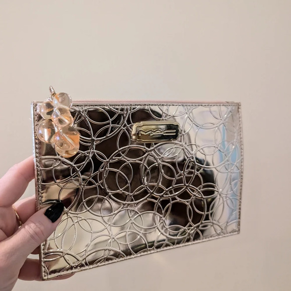 MAC Metallic make up bag with Floral Accent - Picture 2 of 6